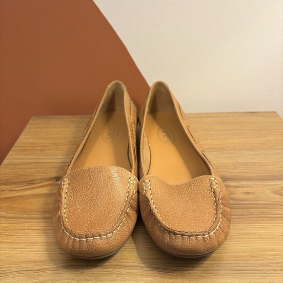 Talbots leather loafers Size 7 1/2 camel brown braided flats preppy old money - Picture 4 of 7